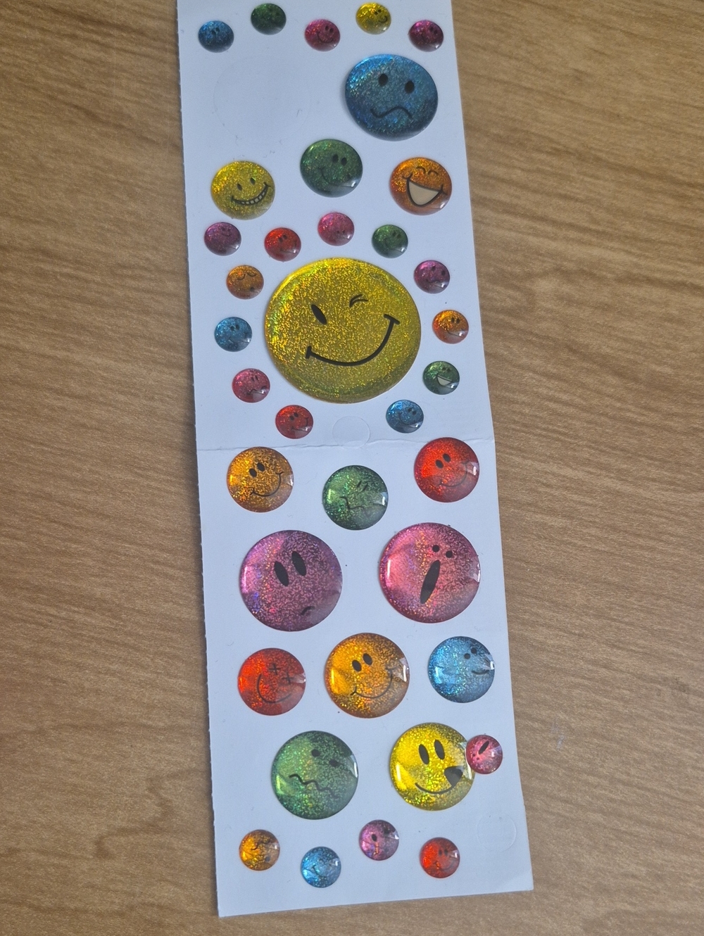Holographic Smiley Face Sticker Sheet - Multicolor